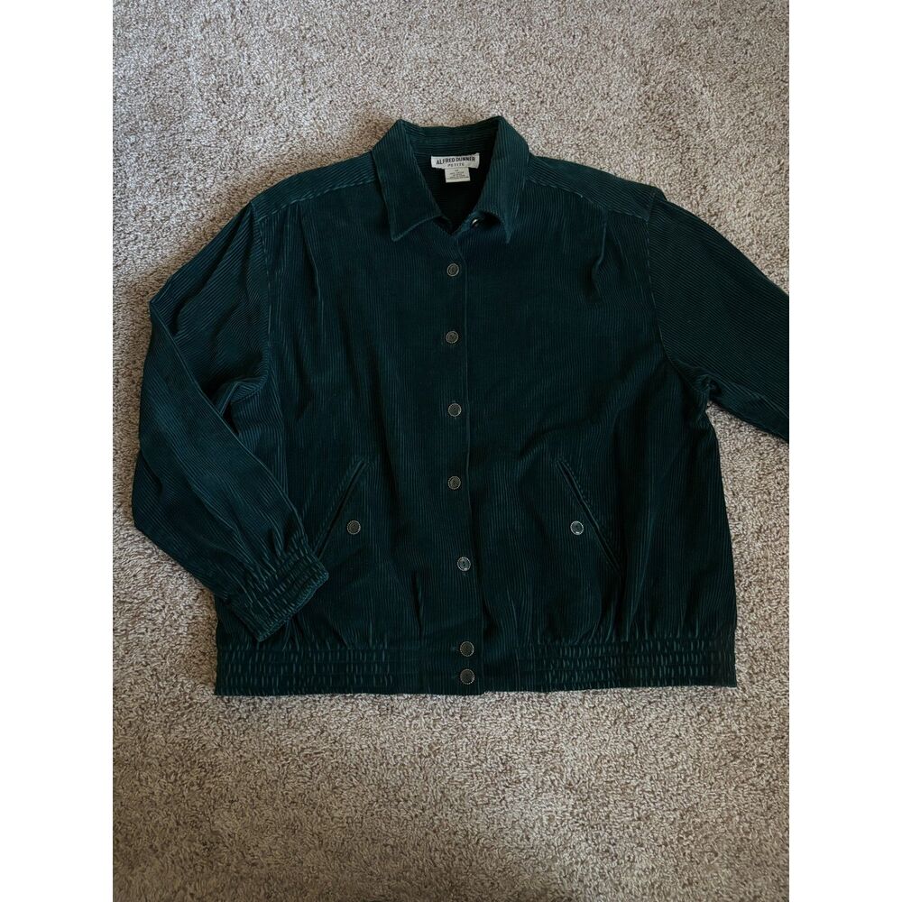 Vintage Corduroy Jacket Womens 14P Green 100% Cotton 90s Preppy Normcore